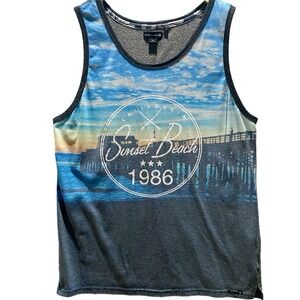 Ocean Current California Sunset Beach‎ 1986 Sleeveless Tank Top Mens Size XL